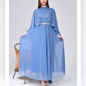 Plus Size Evening Long Sleeve Dress Modest Cinderella Arab Turkish Dress EID